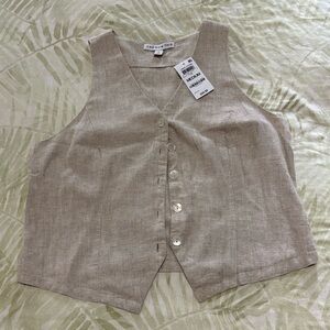 Beige Linen-blend vest- NWT!